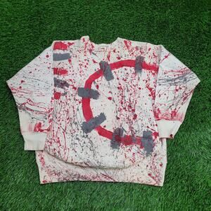 Vintage 90s Paint-Splatter Sweatshirt Womens XL 23x25 White